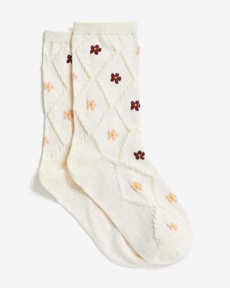 Chaussettes en tricot jacquard à imprimé floral