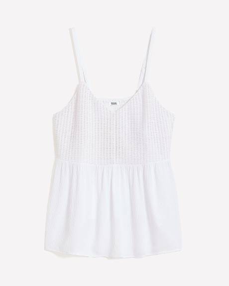Mixed Media Sleeveless Crochet Blouse