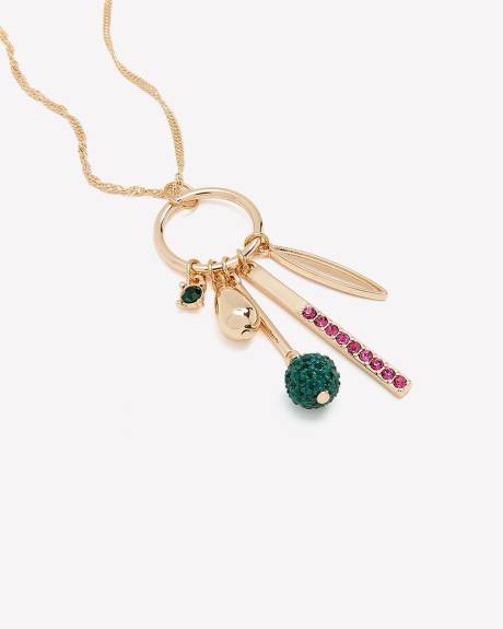 Long Golden Necklace with Multiple Charms