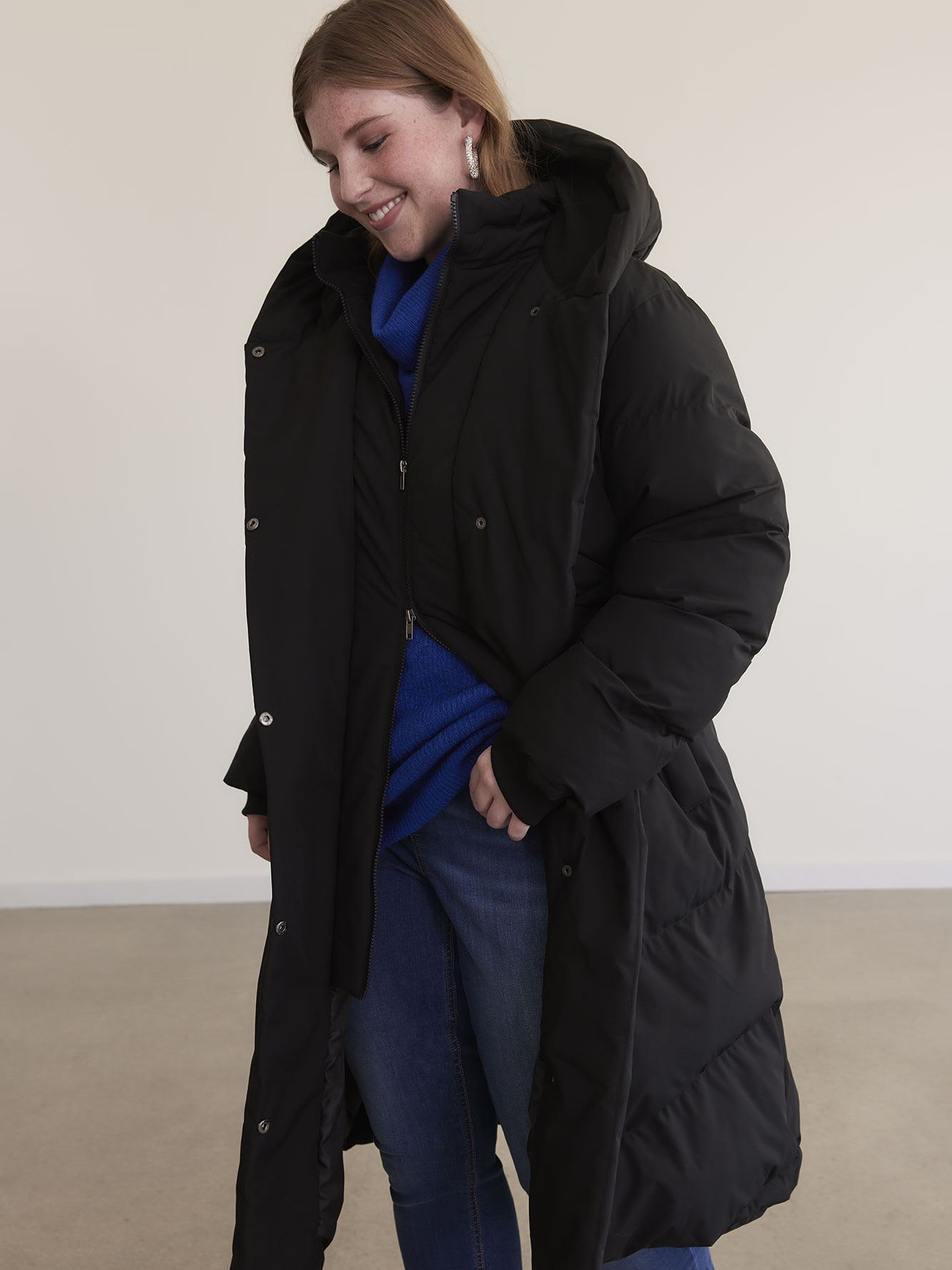 Responsible, Solid Long Hooded Puffer Jacket | Penningtons
