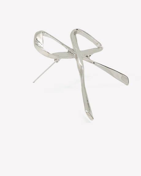 Dainty Silver Bow-Shaped Brooch