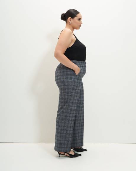Pantalon carreauté à jambe droite évasée - Addition Elle