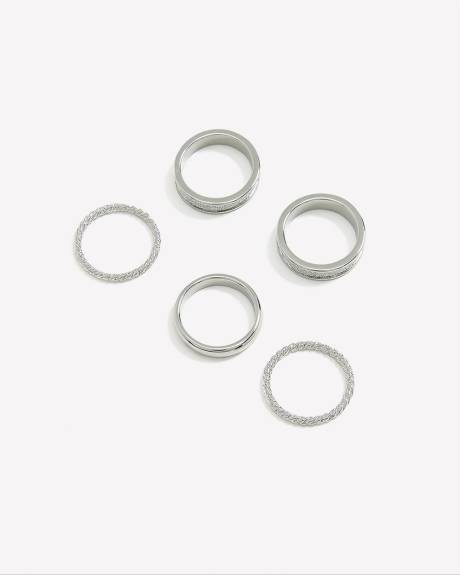 Assorted Rings with Silver Paper Glitter, Set of 5