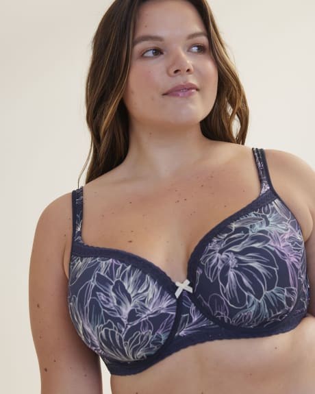 Printed Contour T-Shirt Bra with Lace and Bow - Déesse Collection