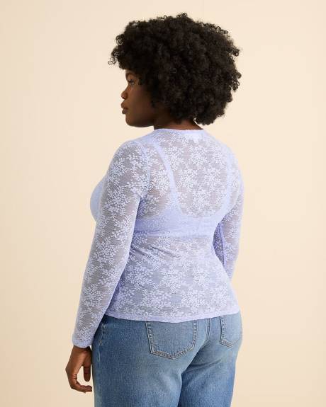 Haut en dentelle &agrave; manches longues - Addition Elle