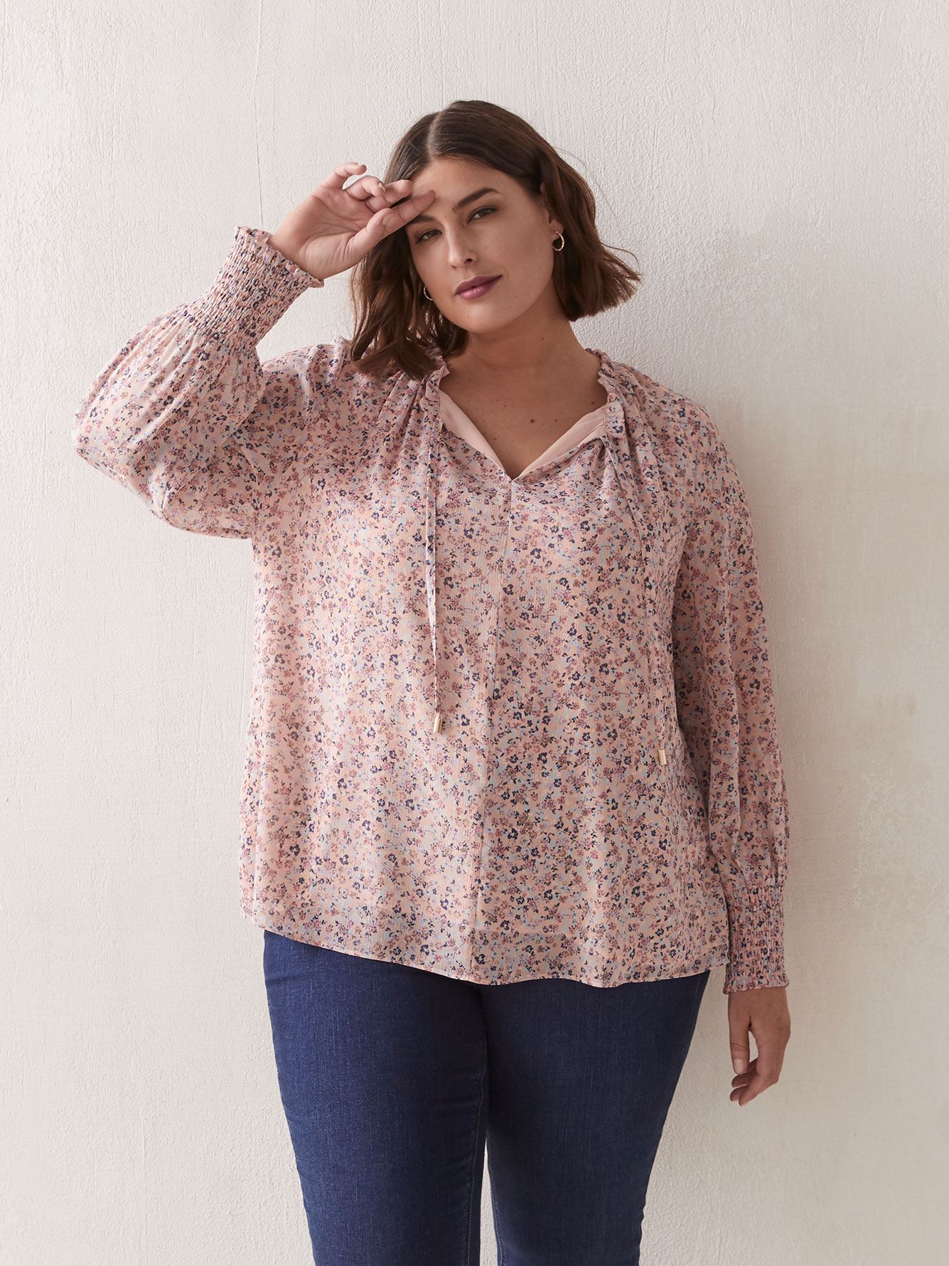 LongSleeve Printed Blouse Addition Elle Penningtons