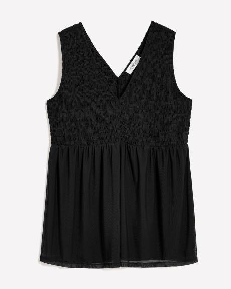 Haut évasé en tricot à maille et smocks - Addition Elle