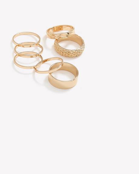 Assorted Golden Band Rings, Set of 7