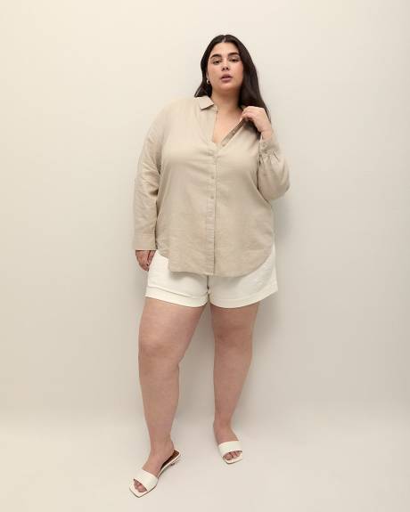 Linen Blend Buttoned-Down Shirt
