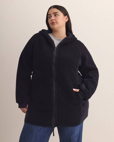 Manteau long en sherpa avec capuche - Active Zone