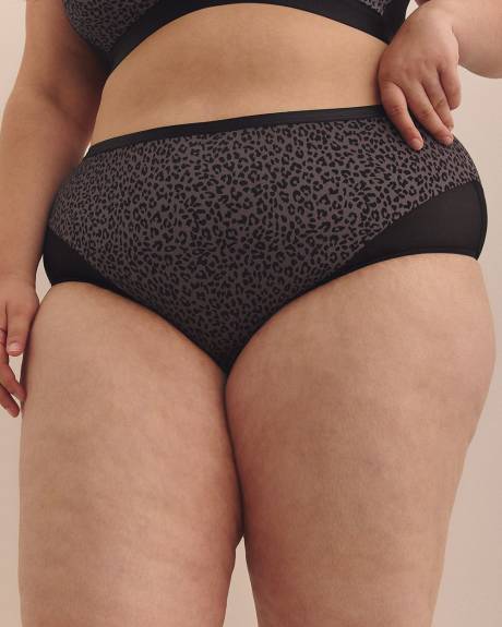 Light Control Cheetah-Print Full Brief with Mesh - Déesse Collection