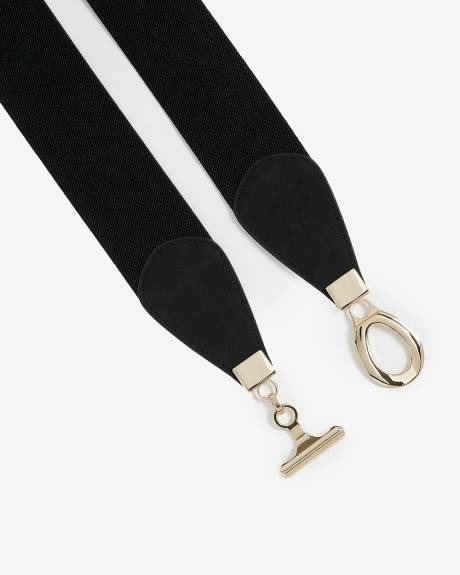 Black Elastic Waist Belt with Toggle Closure