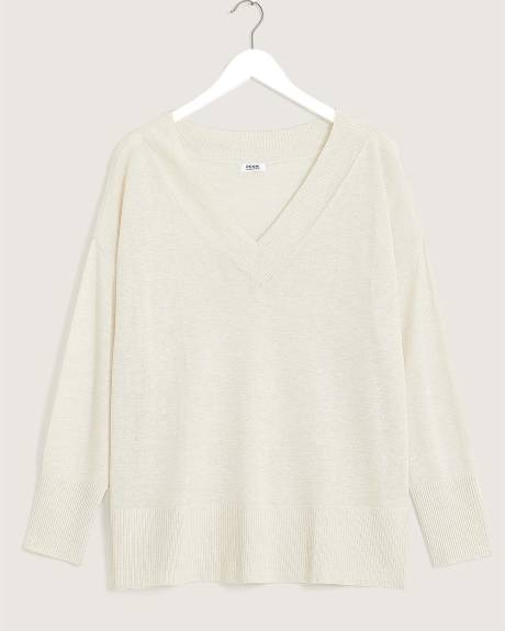 Linen Blend V-Neck Sweater