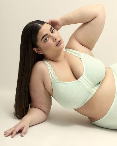 Front-Closure Mint Heather Cotton Bra - ti Voglio