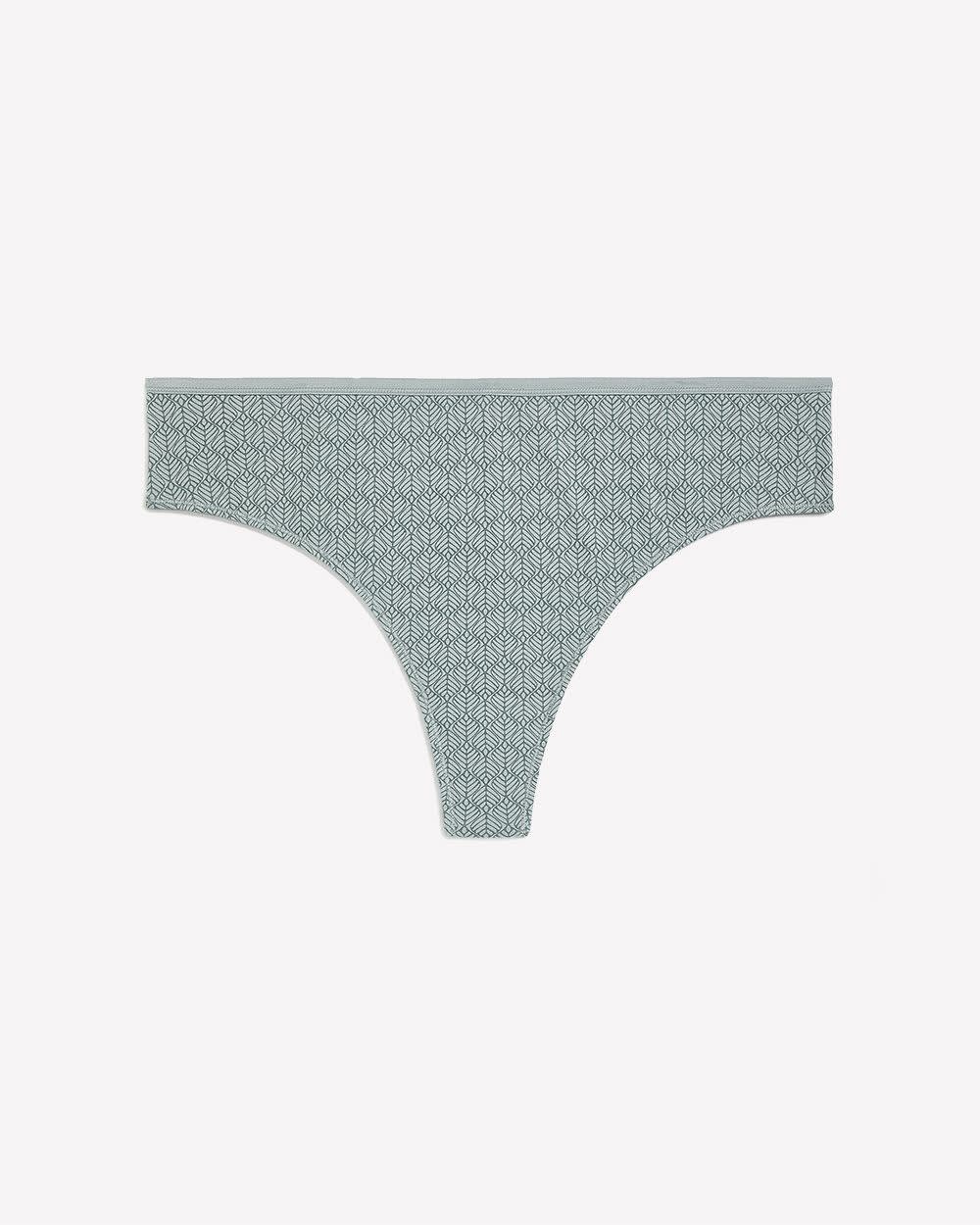Culotte tanga en coton sauge à motif de fougère - ti Voglio