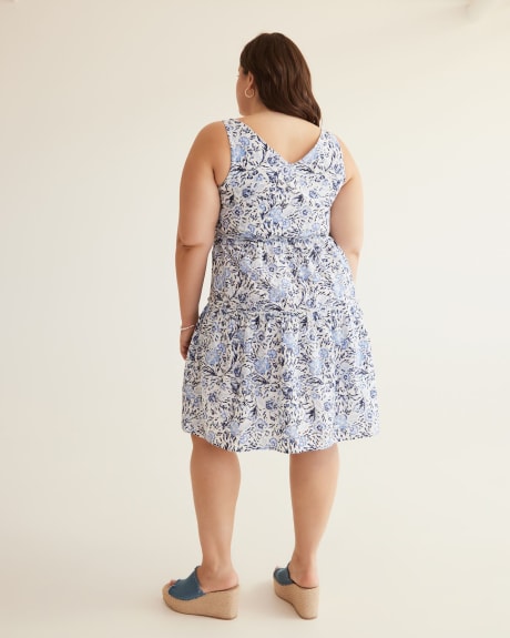 Floral Fit-and-Flare Eyelet Tiered Dress