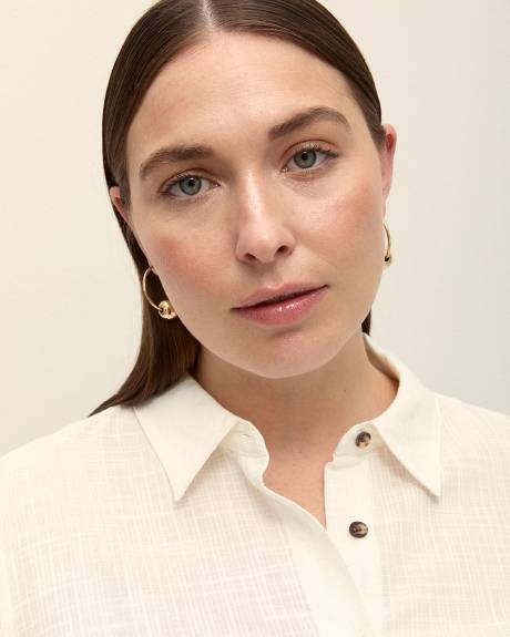 Cotton Blend Buttoned Down Shirt - Addition Elle