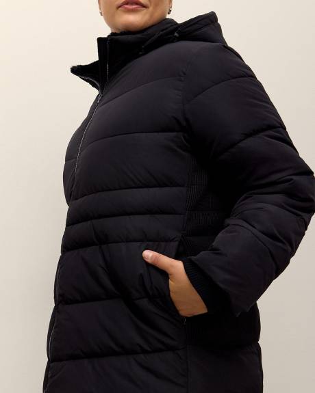 Manteau d'hiver matelassé avec côtés froncés