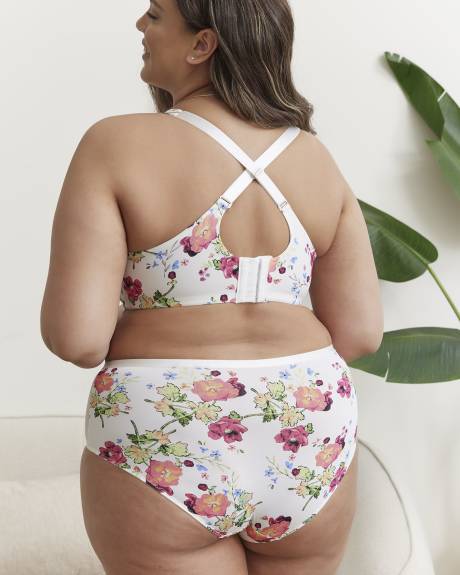 Culotte classique fleurie avec mesh et dentelle - Déesse Collection