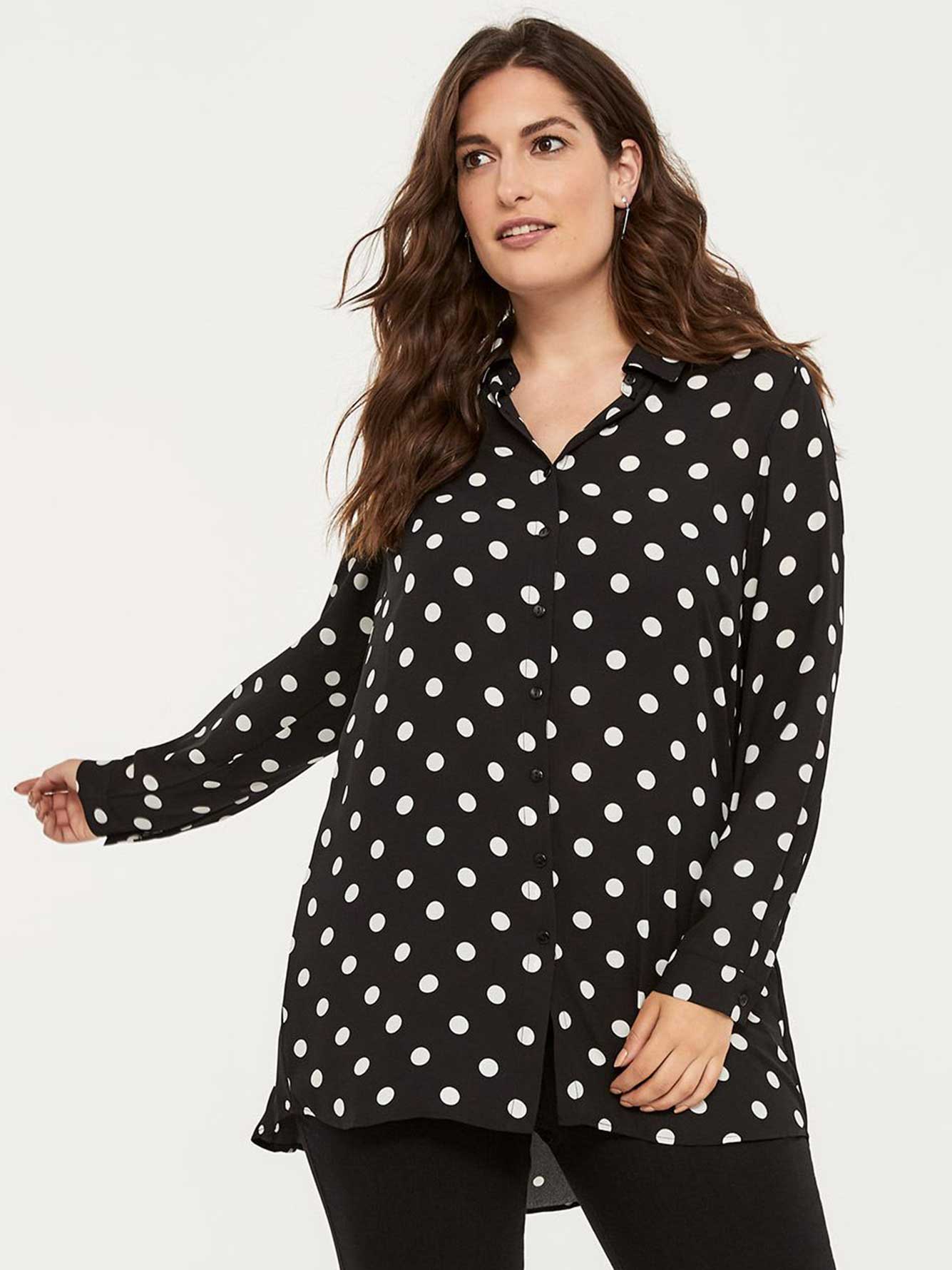 multi colored polka dot blouse