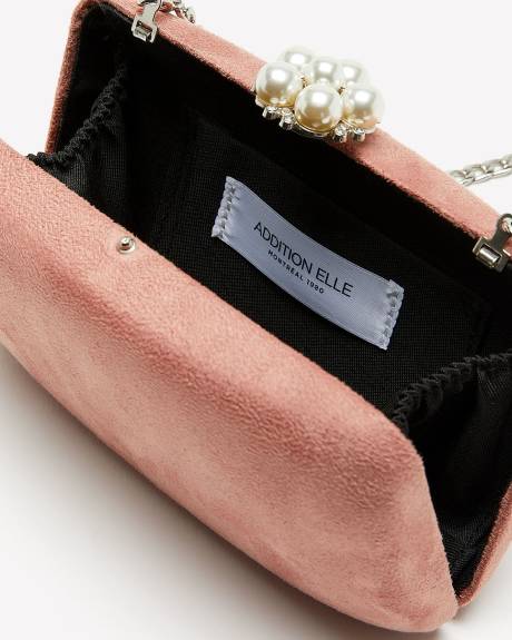 Pochette rigide rose avec fermoir à perles - Addition Elle