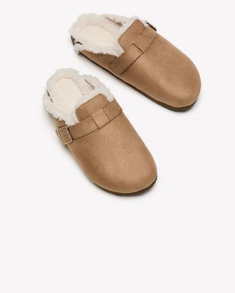Extra-Wide Width, Faux-Suede Clog with Sherpa Lining