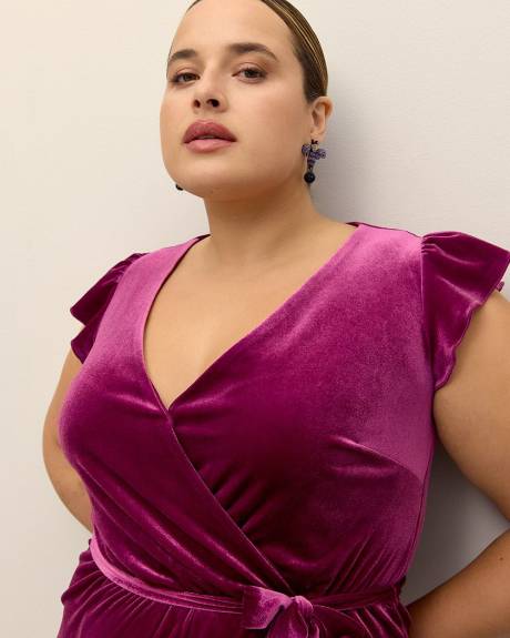 Wrap Velvet Maxi Dress with Tiered Hem - Addition Elle