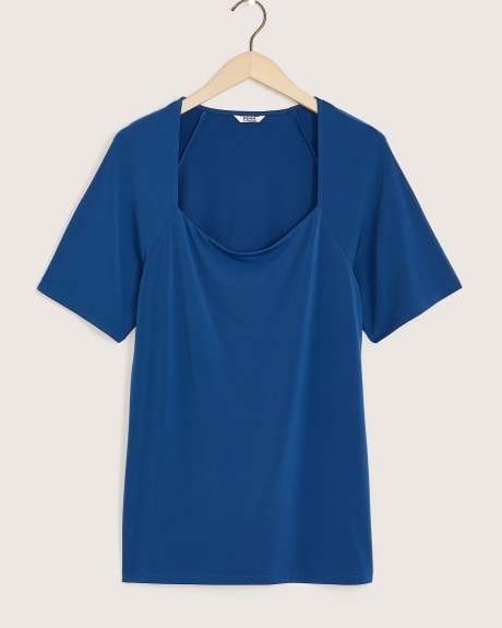 Solid Short-Sleeve Square Neck Top