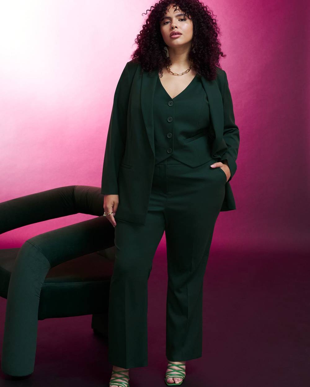 Green Flared-Leg Pant - Addition Elle