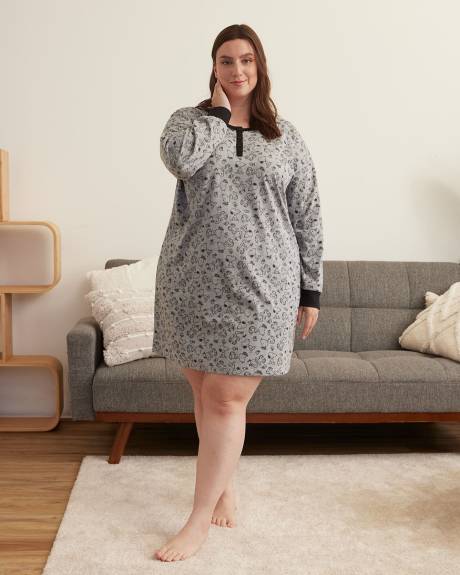 Chemise de nuit de Snoopy avec manches longues et col Henley - ti Voglio