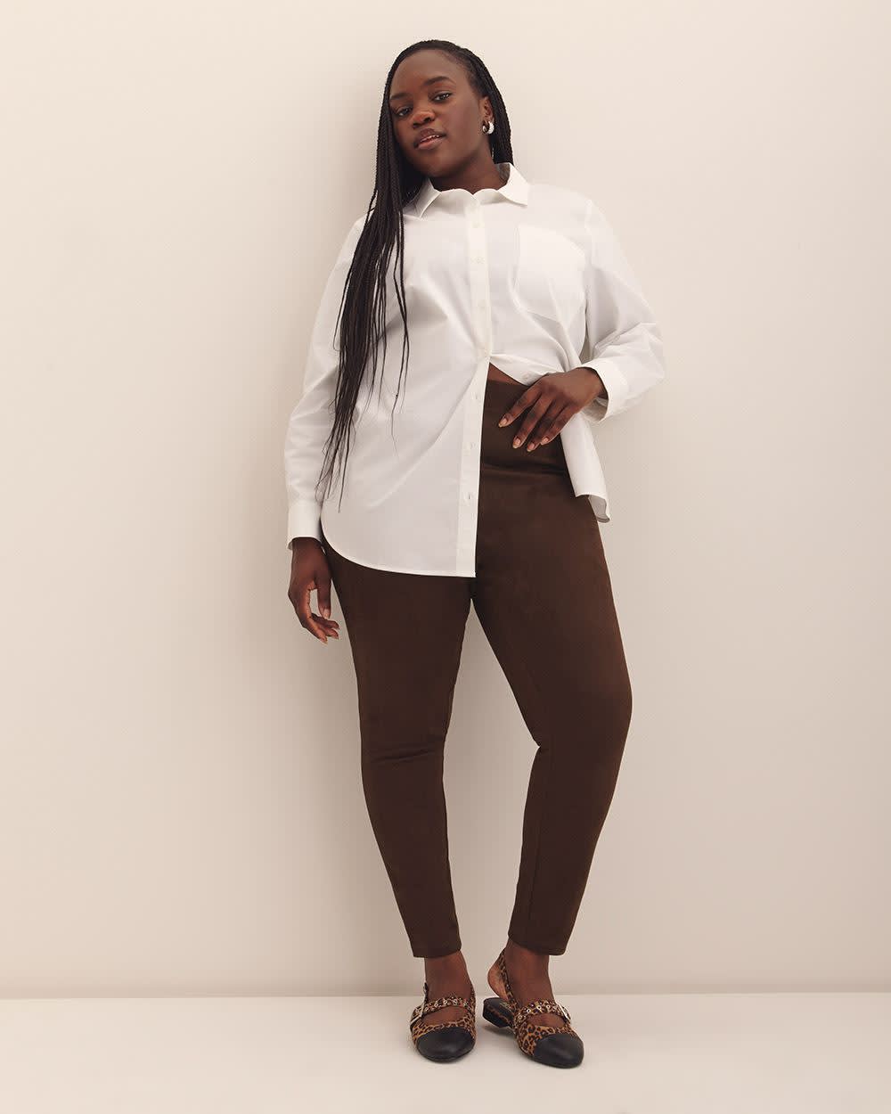 Brown Faux-Suede Fashion Legging