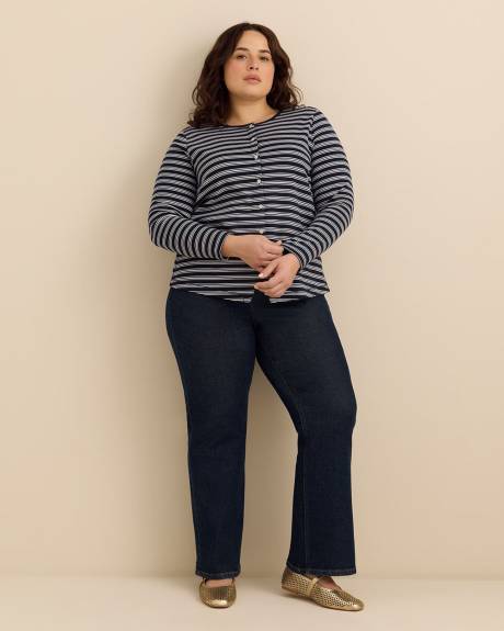 Striped Long-Sleeve Crewneck Top