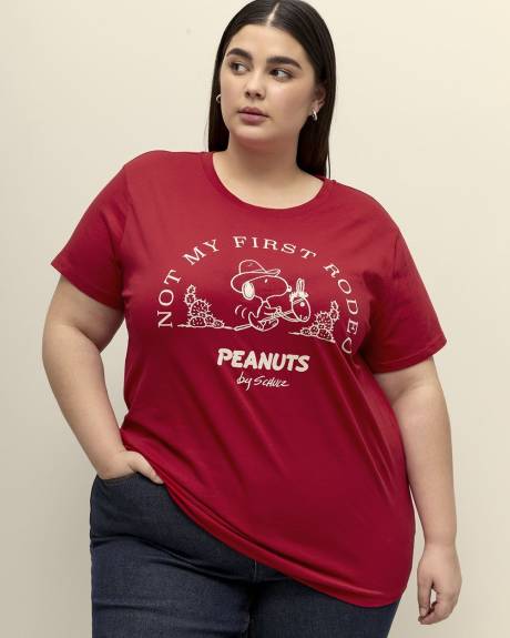 Red Tee with Snoopy Print