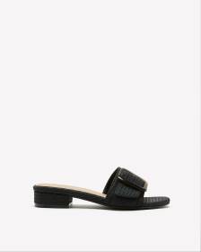 Black slide sandals heel sale