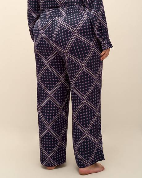 Pantalon de pyjama en satin à motif avec jambe évasée - Déesse Collection