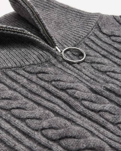 Cable Knit Neck Warmer with Zipper