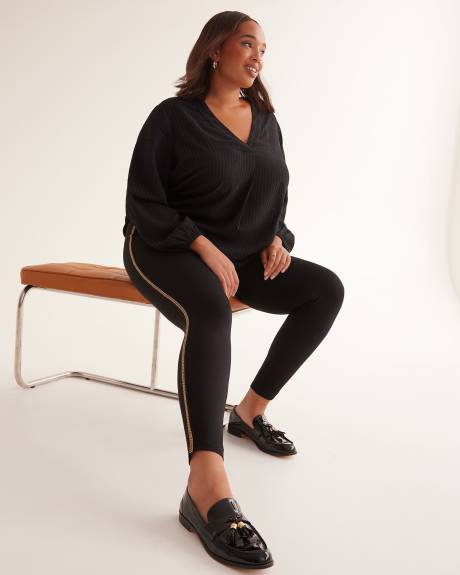 Black Ponte de Roma Legging with Decorative Side Trim - PENN. Essentials