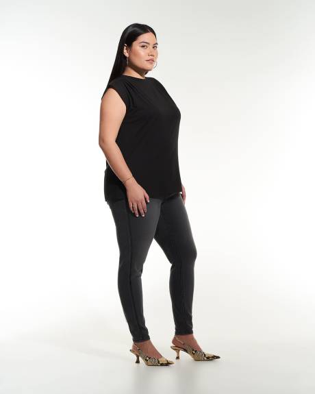 Dropped Shoulder Crew-Neck Knit Top - Addition Elle