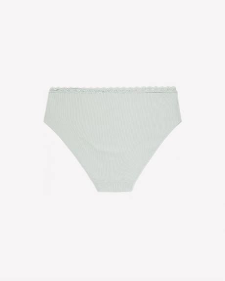 Ribbed High-Cut Brief with Lace Trim - ti Voglio