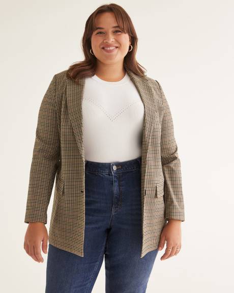 Gingham Single-Breasted Blazer