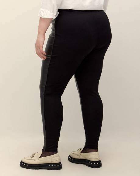 Legging en faux cuir et pointe de Rome, tissu responsable - Essentiels PENN.