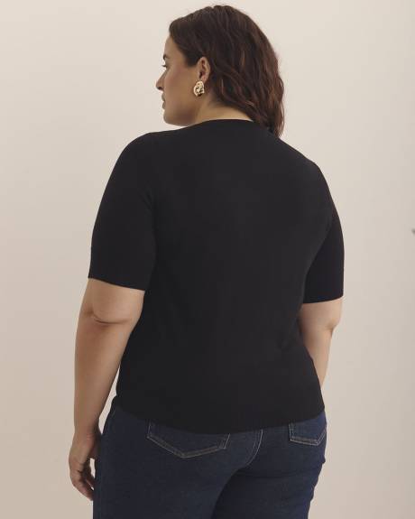 Pull à col rond et manches mi-longues, tissu responsable