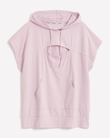 Short-Sleeve Hooded Top with Keyhole - Active Zone