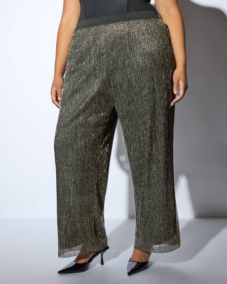 Meredith Shaw x PENN - Petite, Wide-Leg Metallic Pleated Pant