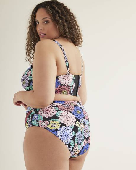Haut de bikini bandeau fleuri avec petite ouverture