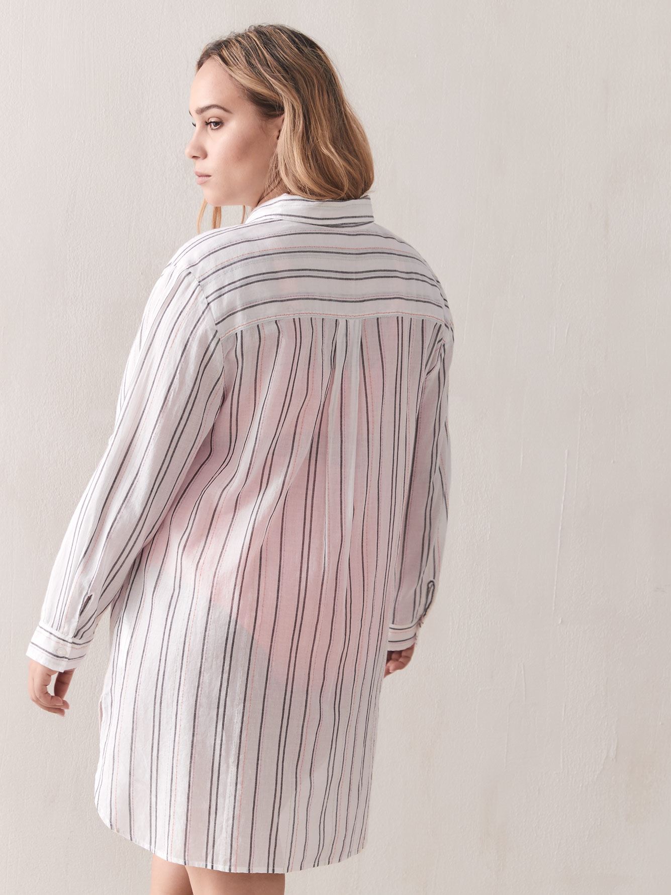 Striped ButtonDown Swim CoverUp Addition Elle Penningtons