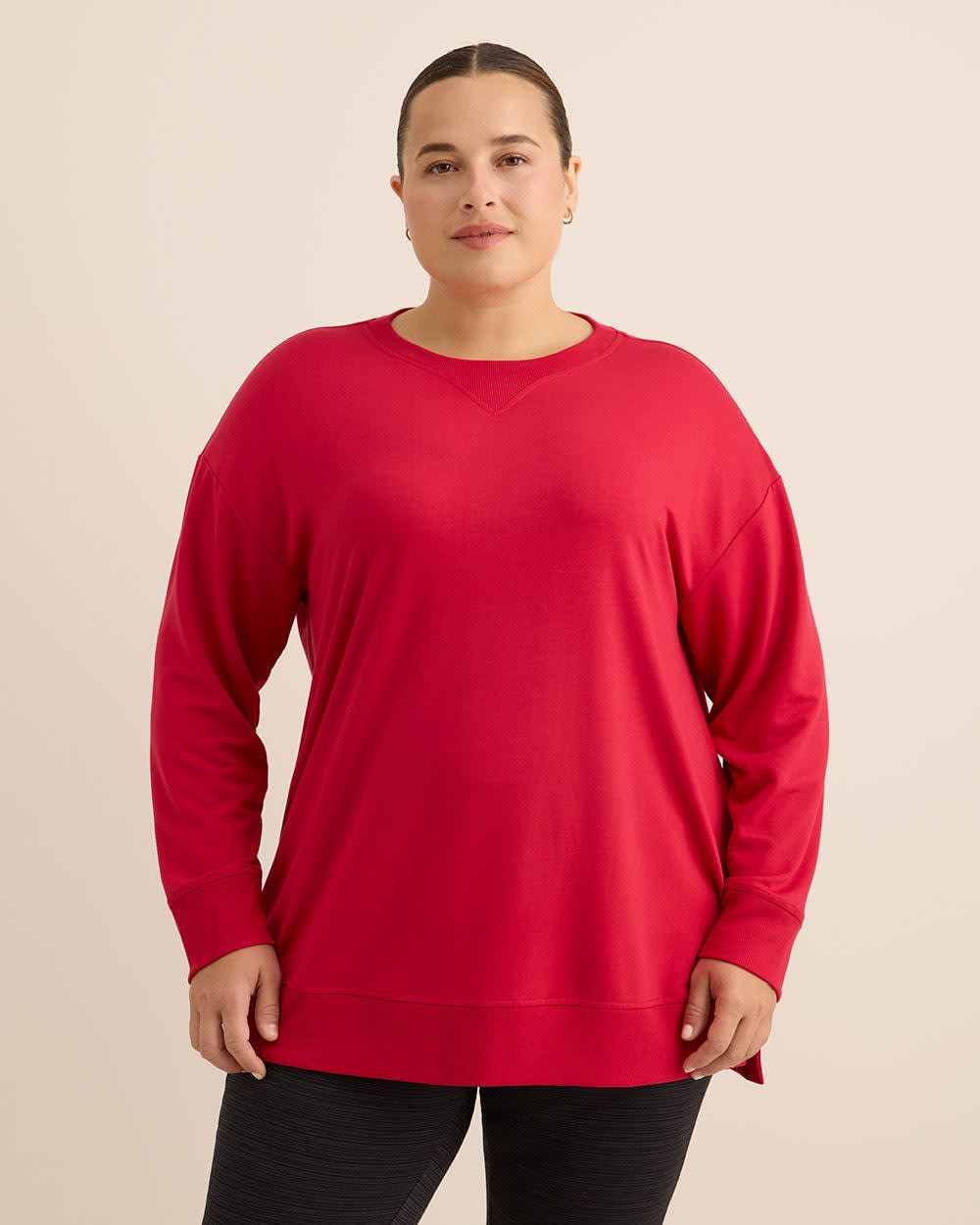 French Terry Tunic Top with Ribbed Details - Active Zone French Terry Tunic Top with Ribbed Details - Active Zone