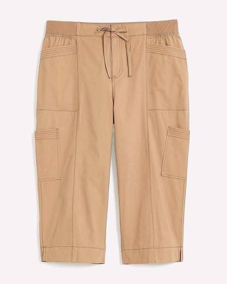Cotton Capri with Ribbed Waistband