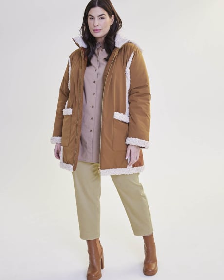 Parka aviateur effet mouton retourné, tissu responsable - Addition Elle