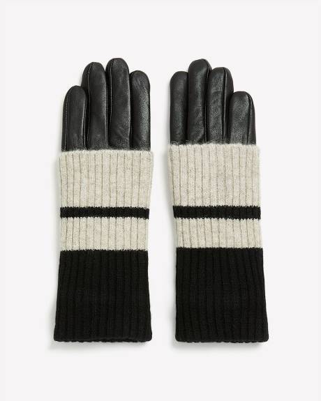 Gants en cuir noir avec épaisseur en laine
